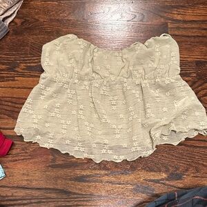 Elegant Beige Lace Off-Shoulder Top